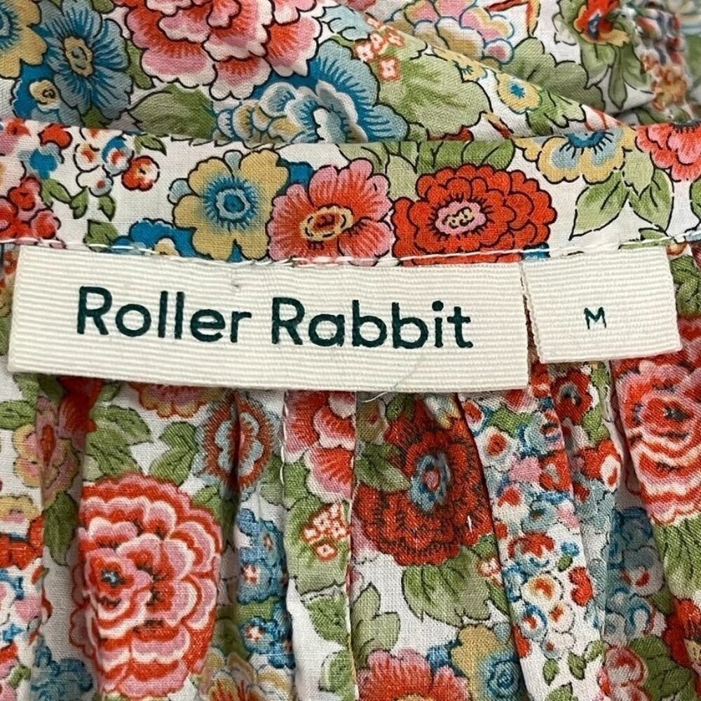 Roller Rabbit Agnese Floral Alianne Top Blouse Medium V-Neck Boho Cotton - Picture 6 of 7